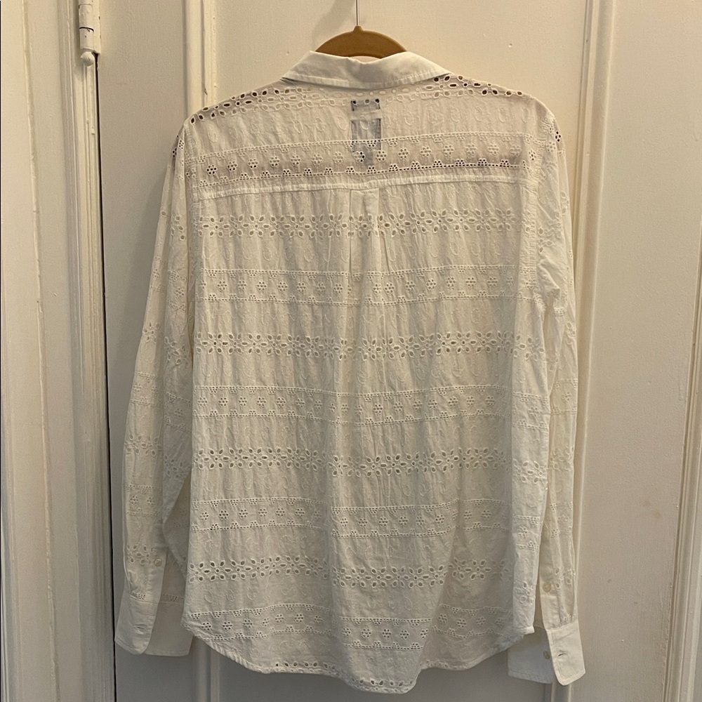 GAP Ivory Eyelet Long Sleeve Blouse - Picture 4 of 6